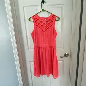 Xhilaration coral sleeveless mini dress, size M